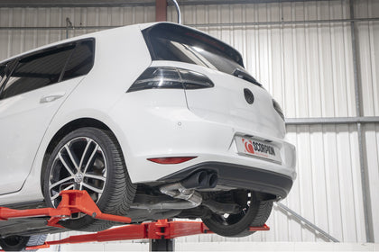 Scorpion cat-back udstødning til VW Golf MK7 GTD – ikke-resoneret, Daytona (Twin), set fra siden