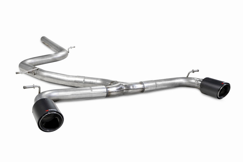 Scorpion cat-back udstødning til VW Golf MK7 GTD – ikke-resoneret, Ascari (Twin), set skråt bagfra