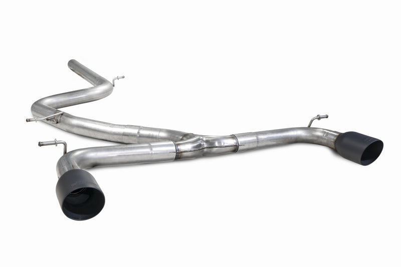 Scorpion cat-back udstødning til VW Golf MK7 GTD – ikke-resoneret, Daytona Ceramic, set skråt bagfra