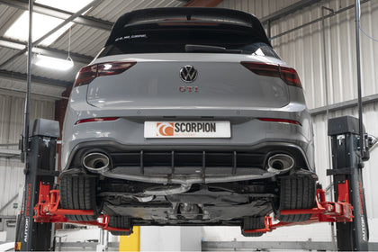 Scorpion GPF-back udstødning til VW MK8 Golf GTI Clubsport, EVO, set bagfra