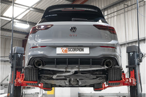 Scorpion GPF-back udstødning til VW MK8 Golf GTI Clubsport, Daytona, set bagfra