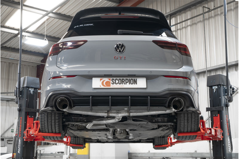 Scorpion GPF-back udstødning til VW MK8 Golf GTI Clubsport, Daytona, set bagfra