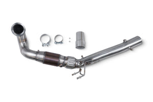 Scorpion SVWX060 downpipe-kit set oppefra med sportskatalysator, adapter og spændebånd