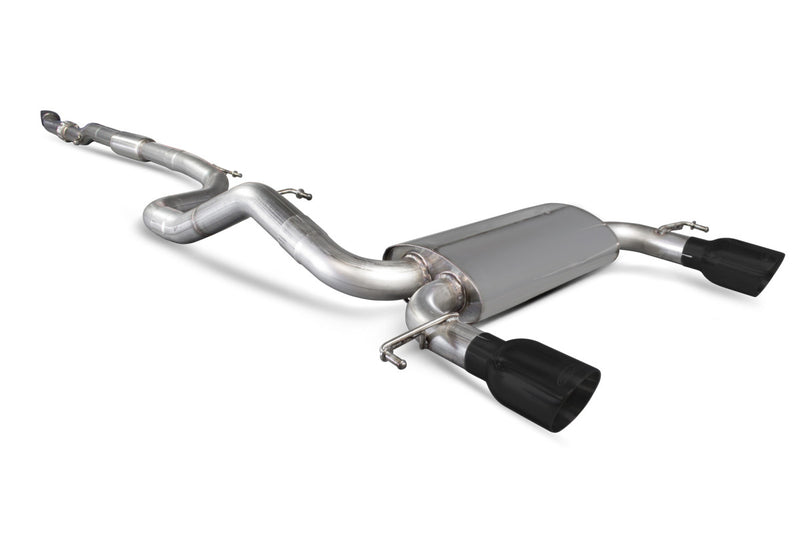 Scorpion cat-back udstødning til Opel Corsa E VXR – resoneret, Daytona Ceramic, set skråt bagfra
