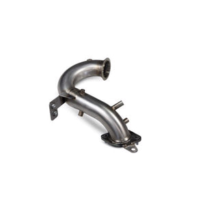 Scorpion DE-CAT/GPF Delete Downpipe til Renault Megane R.S. 300 Trophy i rustfrit stål med buet design og monteringsbeslag.
