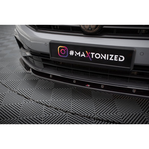 Maxton Front Splitter V2 VW Passat R-Line B8 Facelift - Gloss Black