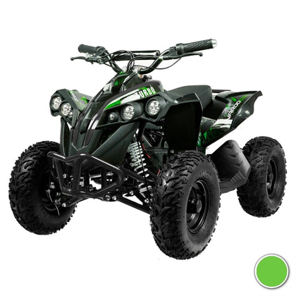 Grøn Mini EL ATV Turbo Brushless 1060W med robuste dæk, kraftig forfjeder og sporty design til terrænkørsel