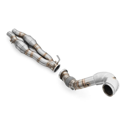 RM Motors Downpipe AUDI RS3 8Y 2.5 TFSI med varmeskjold og lyddæmper – produktbillede 1