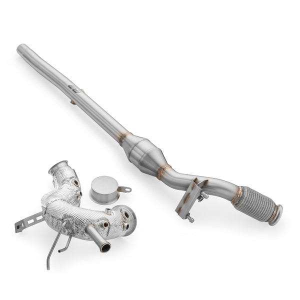 RM Motors Downpipe + DPF OFF Sæt VW Golf VIII 2.0 TDI GTD, Katalysator - Euro 5, Kapacitet - 100 cpsi, Med Varmeskjold