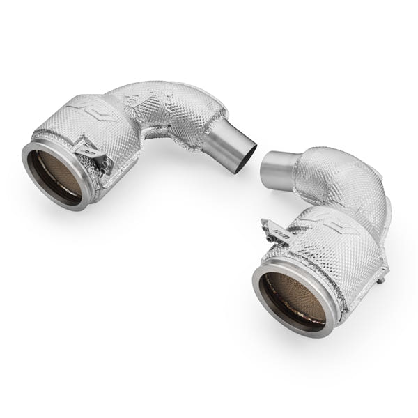 RM Motors Downpipe Porsche 911 992 Turbo / Turbo S Med Katalysator - MS Og Varmeskjold