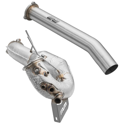 RM Motors Downpipe Set AUDI A4 S4 / Avant Quattro / Avant 3.0 TDI – No Catalytic Converter – No Silencer – Set with Silencer – With Heat Shield - billede 2