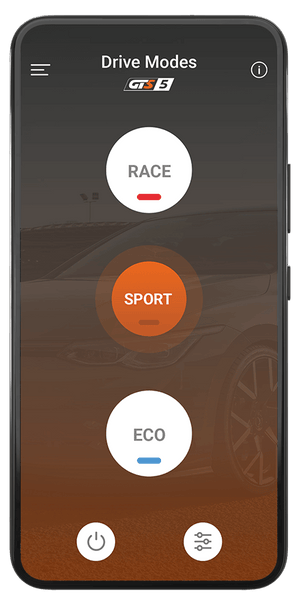 RaceChip plus-app med Race Sport og Eco køretilstande