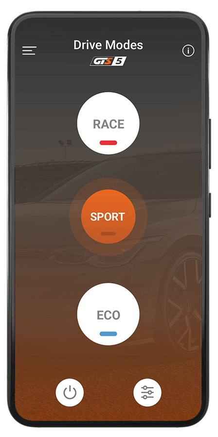 RaceChip plus-app med Race Sport og Eco køretilstande