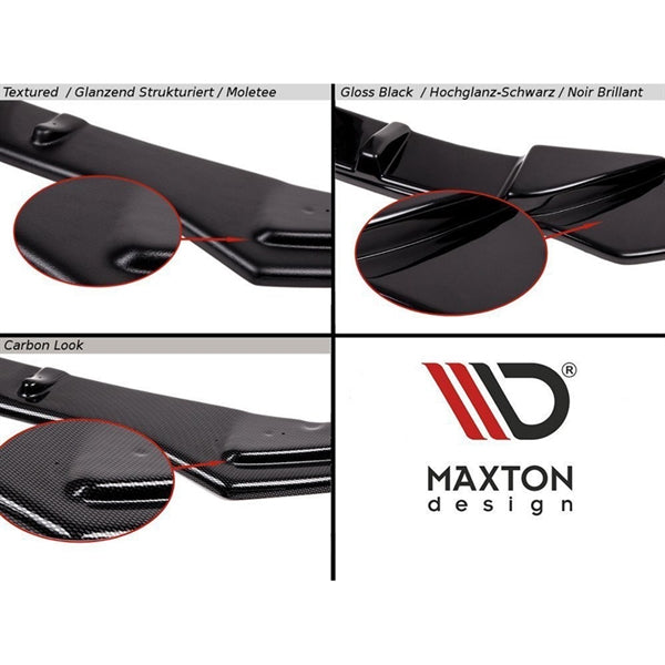 Maxton Central Rear Splitter (With Vertical Bars) Audi Q5 S-line SUV MK2 Facelift - Gloss Black