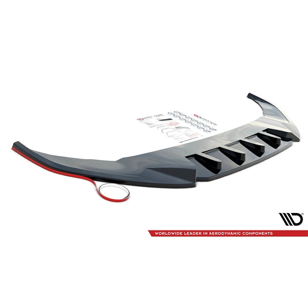 Maxton Central Rear Splitter (With Vertical Bars) BMW 4 Gran Coupe M-Pack F36 - Gloss Black