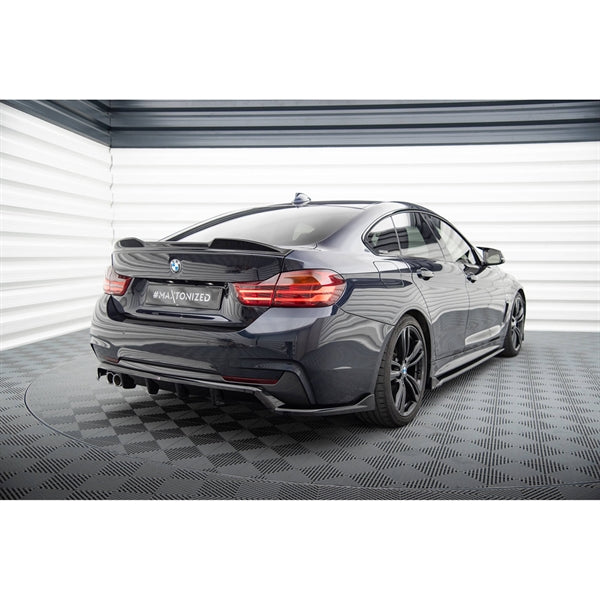 Maxton Central Rear Splitter (With Vertical Bars) BMW 4 Gran Coupe M-Pack F36 - Gloss Black