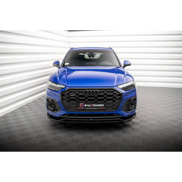 Maxton Front Splitter V.1 Audi SQ5 / Q5 S-Line SUV / Sportback Mk2 Facelift - Gloss Black