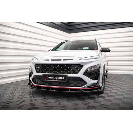 Maxton Front Splitter V.1 Hyundai Kona N Mk1 - Gloss Black