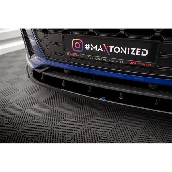 Maxton Front Splitter V.2 AUDI SQ5 / Q5 S-LINE SUV / Sportback MK2 Facelift - Gloss Black