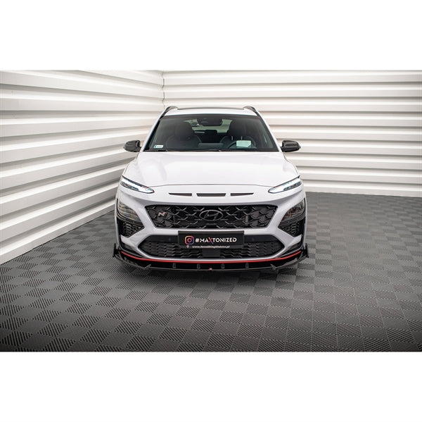 Maxton Front Splitter V.2 + Flaps Hyundai Kona N Mk1 - Gloss Black