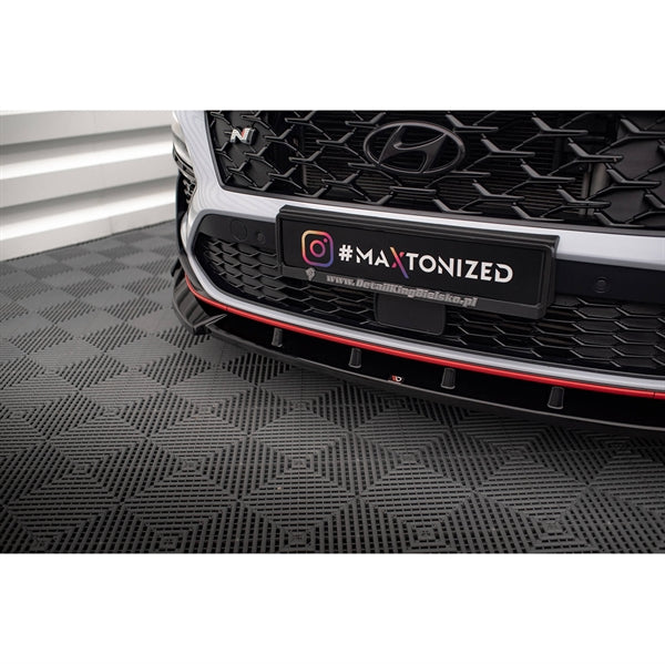Maxton Front Splitter V.2 + Flaps Hyundai Kona N Mk1 - Gloss Black