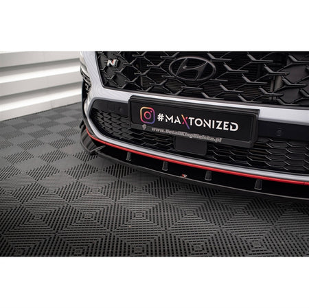 Maxton Front Splitter V.2 + Flaps Hyundai Kona N Mk1 - Gloss Black