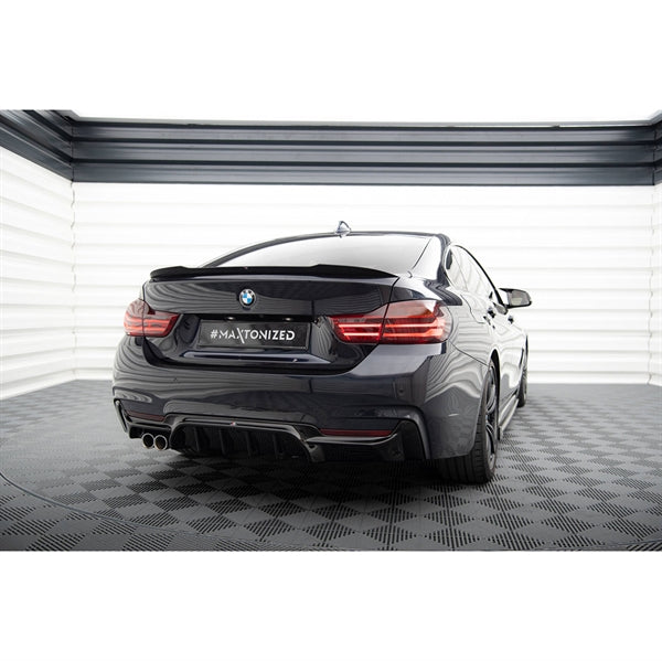 Maxton Rear Valance BMW 4 Coupe / Gran Coupe M-Pack F32 / F36 (Version With Exhaust On One Side) - Gloss Black