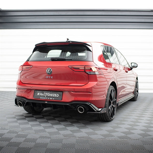 Maxton Rear Valance + Exhaust Ends Imitation VW Golf GTE / R-Line Mk8 / Mk8 Facelift - Black