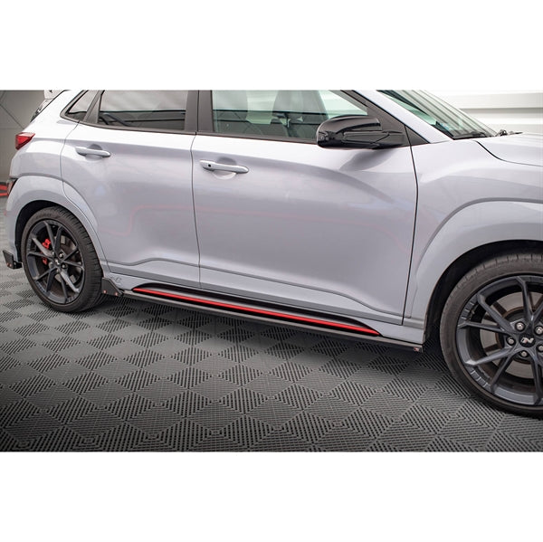 Maxton Side Skirts Diffusers V.1 + Flaps Hyundai Kona N Mk1 - Gloss Black