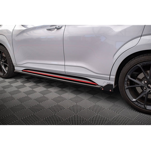 Maxton Side Skirts Diffusers V.1 + Flaps Hyundai Kona N Mk1 - Gloss Black