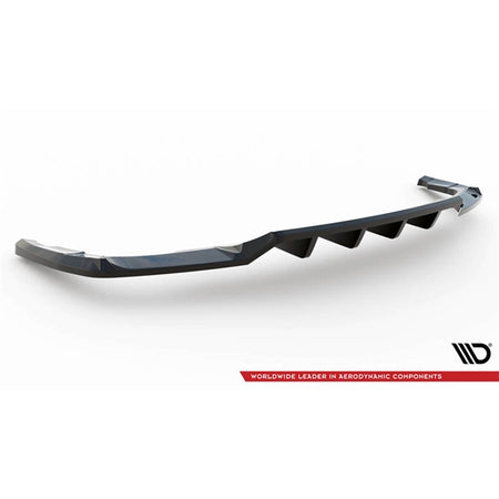 Maxton Central Rear Splitter (With Vertical Bars) Audi Q5 S-line SUV MK2 Facelift - Gloss Black