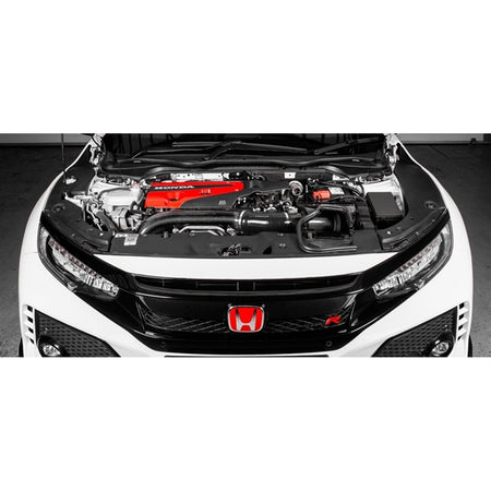 Eventuri Black Carbon intake system til Honda Civic FK8 Type R med carbon fiber komponenter og rød luftfilter