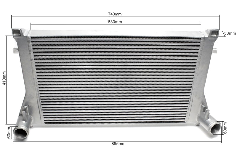 TA-Technix Intercooler Audi S3 – Grå intercooler måleskemaer tegnet rundt omkring