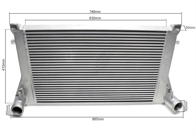 TA-Technix Intercooler Audi S3 – Grå intercooler måleskemaer tegnet rundt omkring