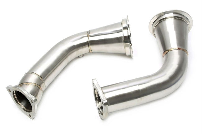 TA Technix Downpipe Uden Katalysator Audi A4 B9 – Sølvfarvet bøjet udstødningsrør