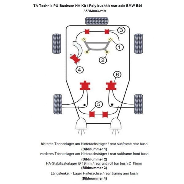 TA-Technix Poly Bøsningskit BMW 3 Serie E46 Coupé (346C) – TA-Technix monteringsdiagram E46