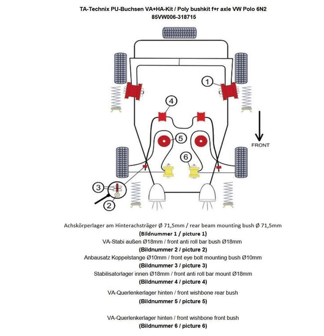 TA-Technix Poly Bøsningskit VW Polo 6N