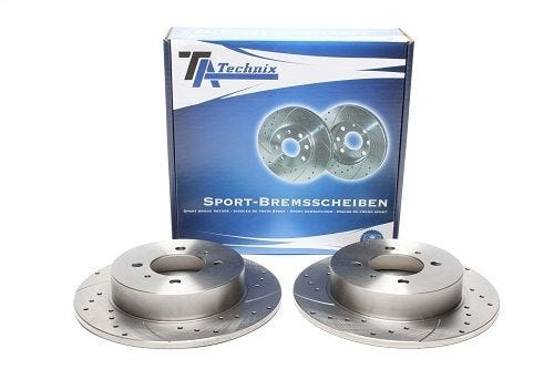 TA Technix Sport Bremseskivesæt, Bagaksel Nissan Sunny III – Pakning og to sølvgrå bremseskiver