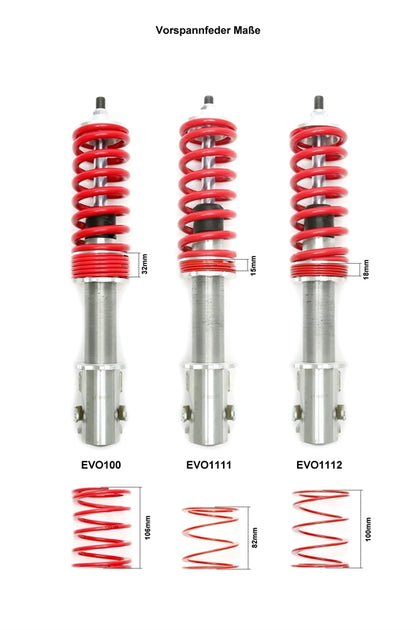 TA Technix Ekstra Fjeder / Forbelastningsfjeder / Hjælpefjeder - VW Polo 9N – Coilover-sæt med røde fjedre