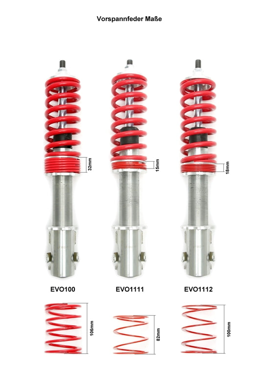 TA Technix Ekstra Fjeder / Forbelastningsfjeder / Hjælpefjeder - VW Polo 9N – Coilover-sæt med røde fjedre