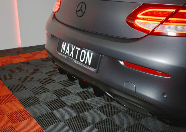 Maxton rear valance til Mercedes-AMG C43 / AMG-Line Coupe C205 – blank sort – billede 1 af 6