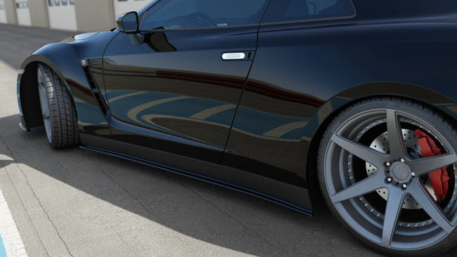 Maxton sideskørter til Nissan GT-R Coupe (R35-SERIES) – blank sort – billede 1 af 6