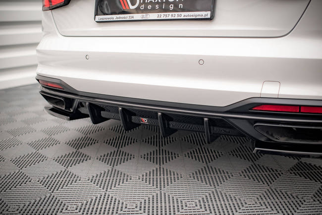 Maxton Rear Valance Audi A4 B9 Facelift - Gloss Black
