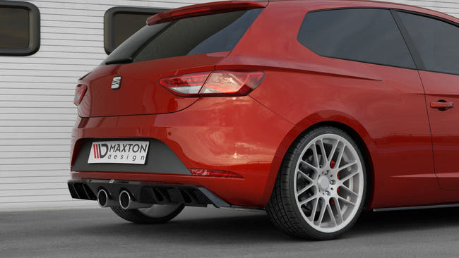 Maxton rear valance til Seat Leon Cupra Hatchback Mk3 Facelift – blank sort – billede 2 af 5