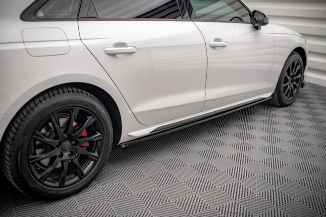 Maxton Side Skirts Diffusers Audi A4 B9 Facelift - Gloss Black