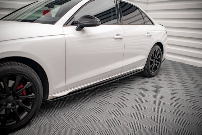 Maxton Side Skirts Diffusers Audi A4 B9 Facelift - Gloss Black