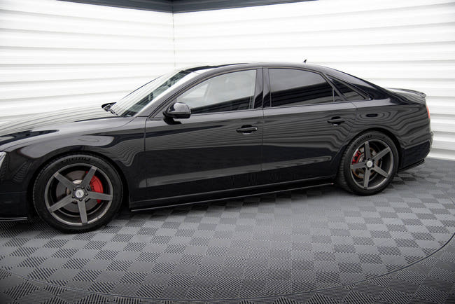 Maxton Side Skirts Diffusers Audi A8 D4 - Gloss Black