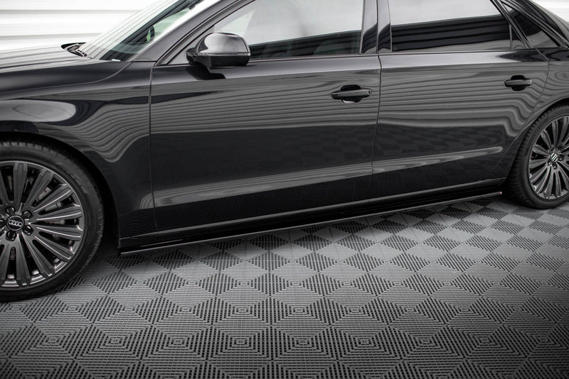 Maxton Side Skirts Diffusers Audi A8 Long D4 - Gloss Black