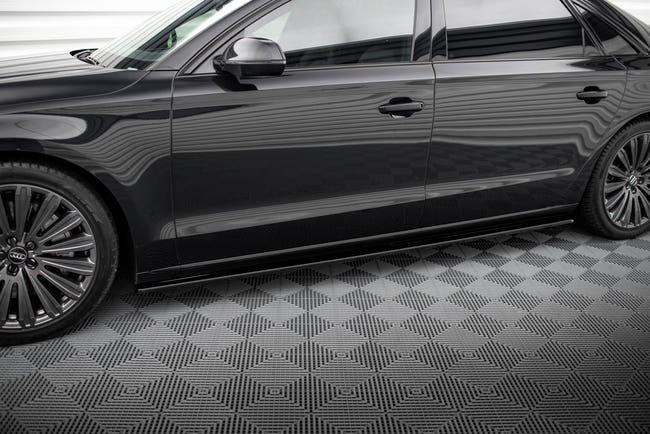 Maxton Side Skirts Diffusers Audi A8 Long D4 - Gloss Black