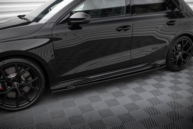 Maxton Side Skirts Diffusers Audi RS3 8Y - Gloss Black